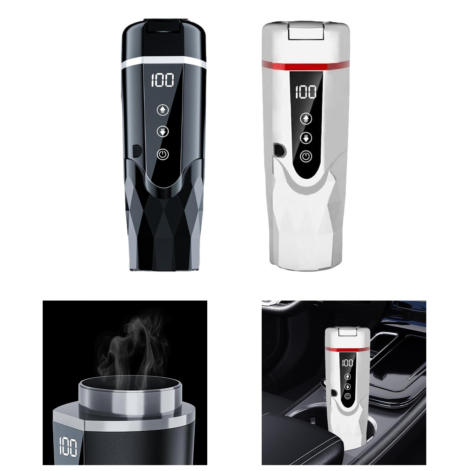 Electric Kettle Temperature Control - 電気式給湯カップ、ポータブル車載ケトル、450ml、温水、ステンレス製、温度調節機能付きスマート加熱式トラベルマグ。
