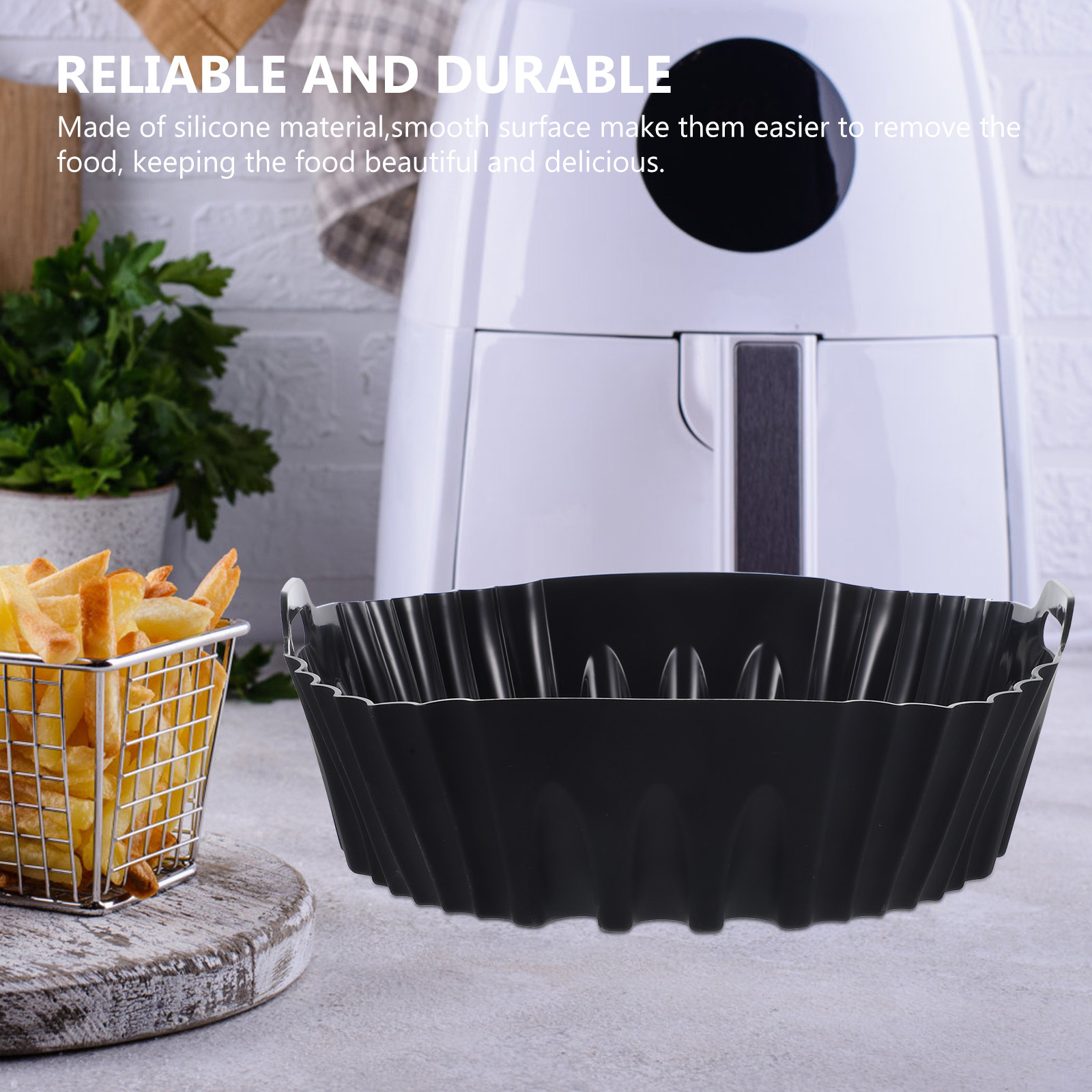 エアフライヤー用シリコン製鍋敷き、二重ハンドル付き、焦げ付き - Air Fryer Silicone Pot Liner のレビューと価格
